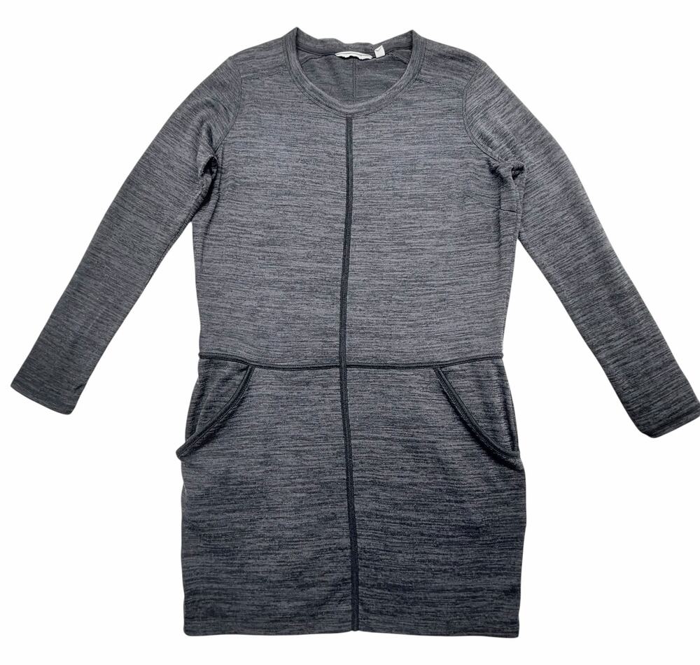 Athleta Women’s Medium Gray Long Sleeve Knit Dress Pocket Athletic Casual